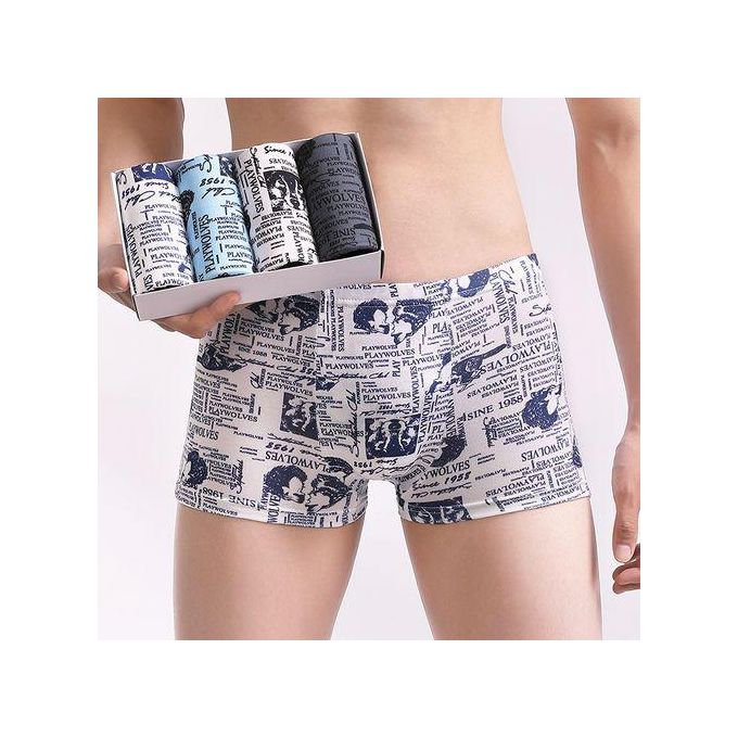 Berrykey 4Pcs Men's Underwear Breathable Comfortable Stretch Cotton Boxer Briefs