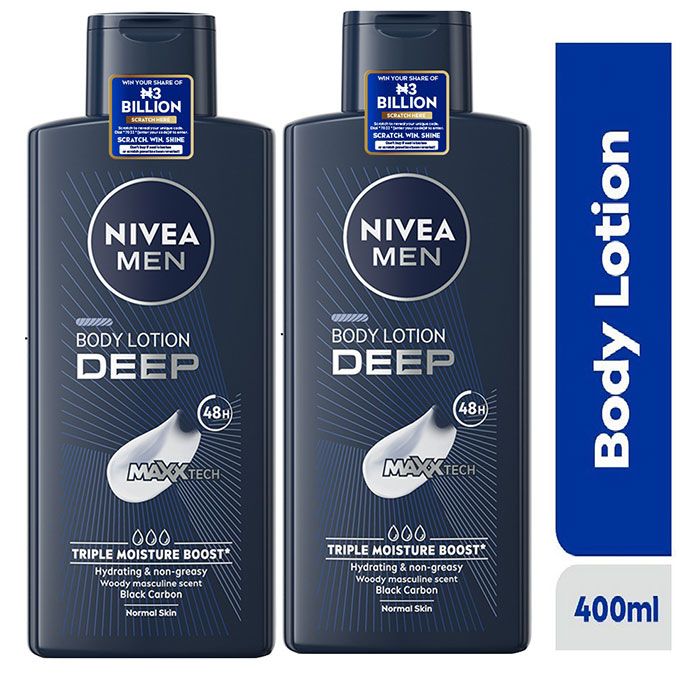 Official Store Non-returnable NIVEA MEN Deep Body Lotion - 400ml (Pack Of 2)